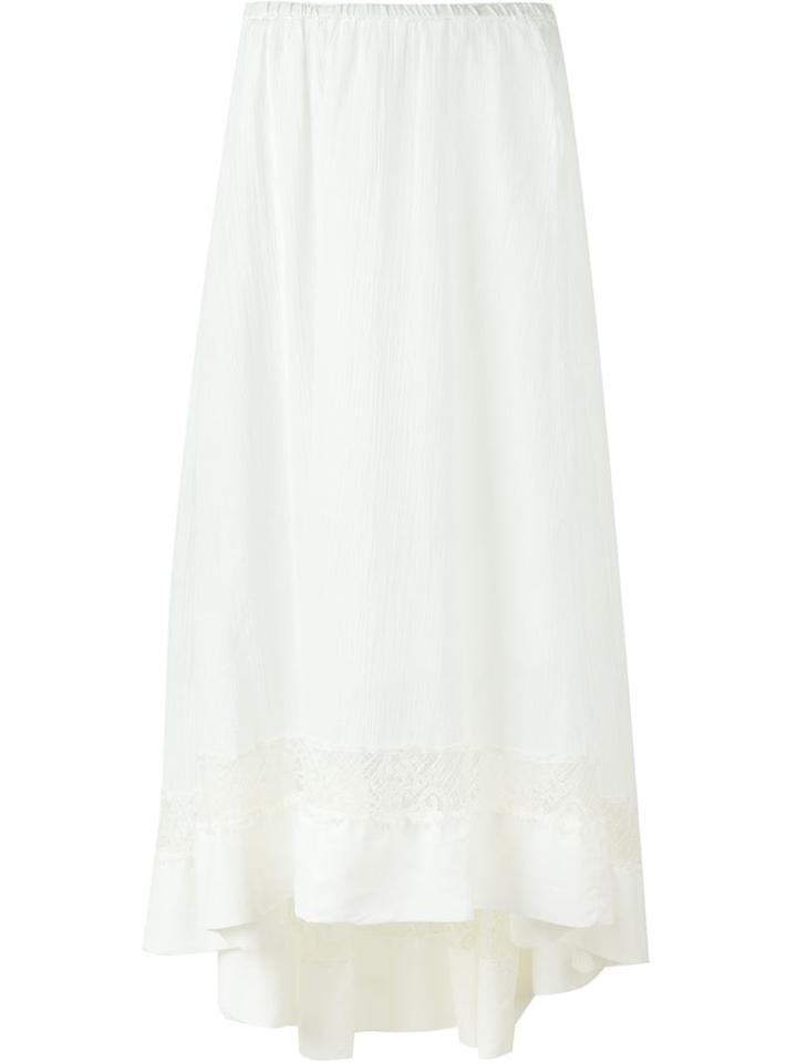 P.a.r.o.s.h. Lace Panel Maxi Skirt, Women's, Size: Large, White, Cotton/silk