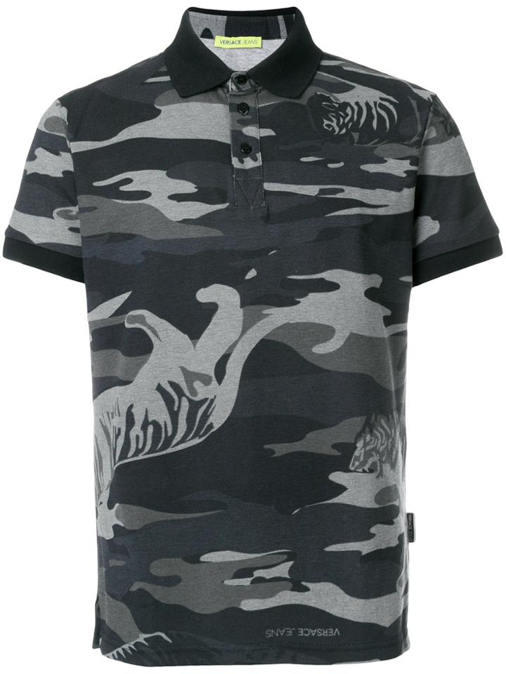 Versace Jeans Camouflage Print Polo Shirt - Blue