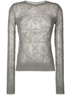 Christian Wijnants Open Weave Round Neck Longsleeved Knit Top - Grey