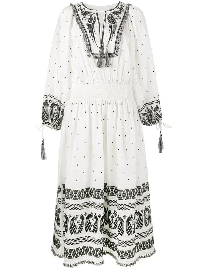 Zimmermann - Embroidered Long Sleeve Dress - Women - Linen/flax/polyester - 0, White, Linen/flax/polyester