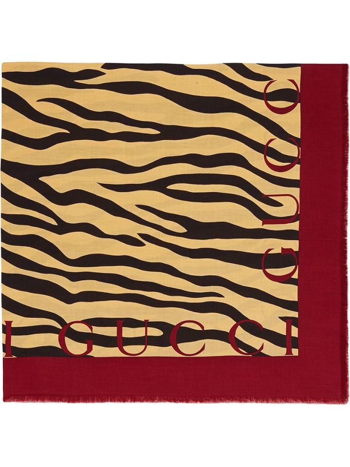 Gucci Tiger Print Scarf - Yellow