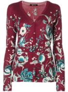 Roberto Cavalli - Floral Print Cashmere Cardigan - Women - Silk/cashmere/wool - 42, Pink/purple, Silk/cashmere/wool