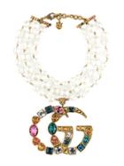 Gucci Crystal Double G Necklace - White
