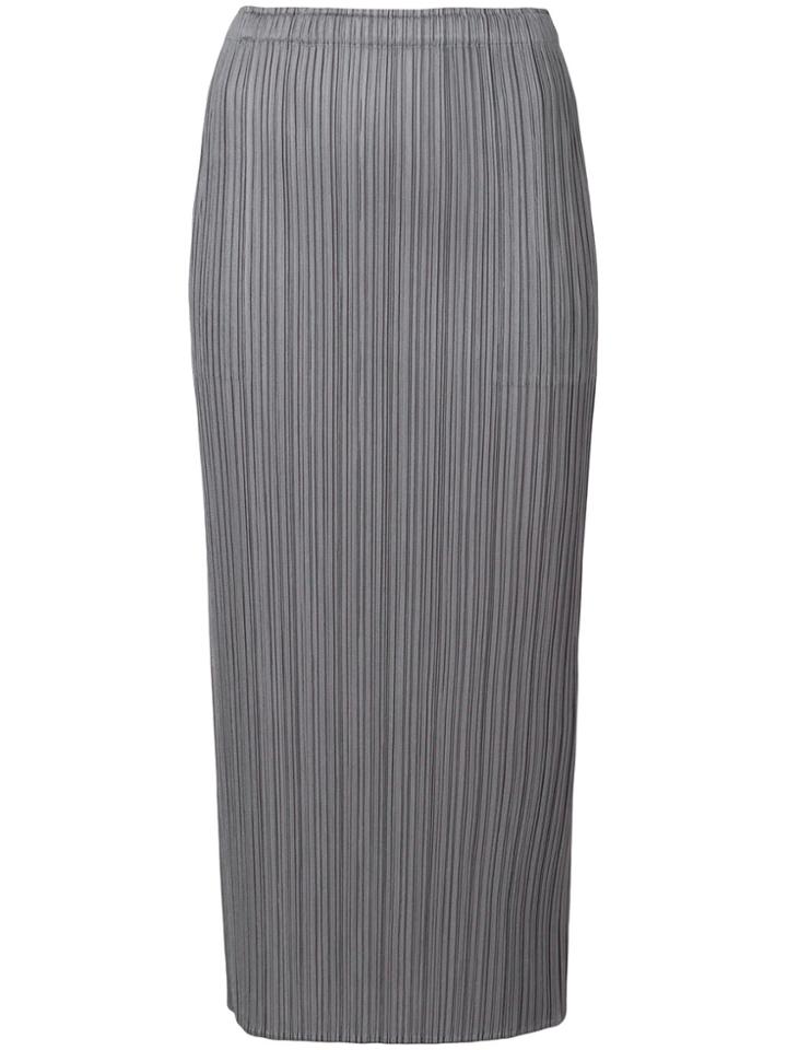 Pleats Please By Issey Miyake Pleated Pencil Skirt - Grey