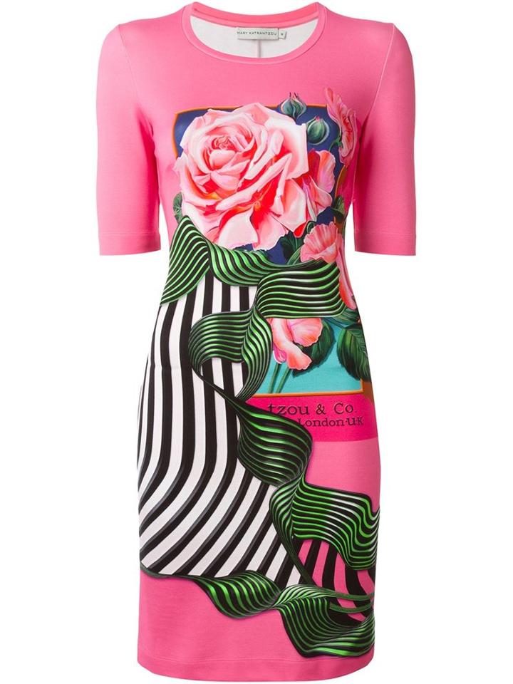 Mary Katrantzou 'rose Fuschia' Shift Dress