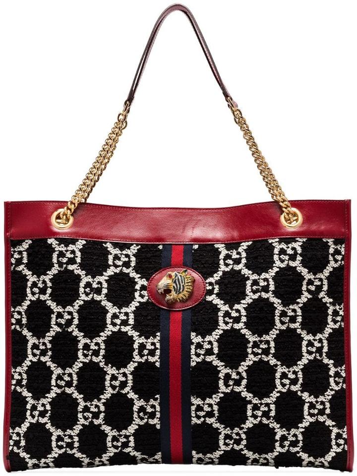 Gucci Rajah Gg Tweed Tote - Black