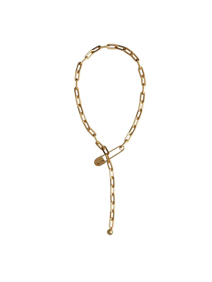 Burberry Kilt Pin Gold-plated Long Link Drop Necklace - Metallic