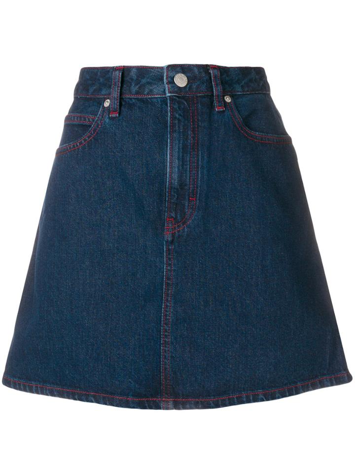 Calvin Klein Jeans Overstitched A-line Denim Skirt - Blue