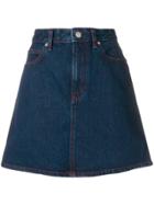 Calvin Klein Jeans Overstitched A-line Denim Skirt - Blue
