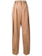 Sportmax Pleated Wide Leg Trousers - Brown