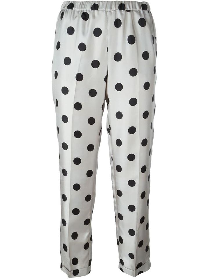 Alberto Biani Polka Dot Print Trousers, Women's, Size: 46, Grey, Silk/acetate/viscose