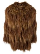 Meteo By Yves Salomon Collarless Jacket, Women's, Size: 40, Brown, Sheep Skin/shearling/racoon Fur