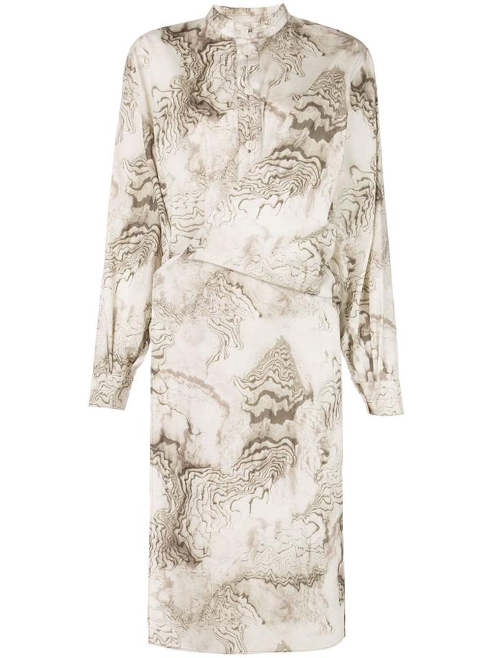 Lemaire Abstract Printed Midi Dress - White