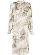 Lemaire Abstract Printed Midi Dress - White