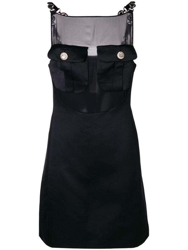 Versace Pre-owned Sheer Panel Mini Dress - Black