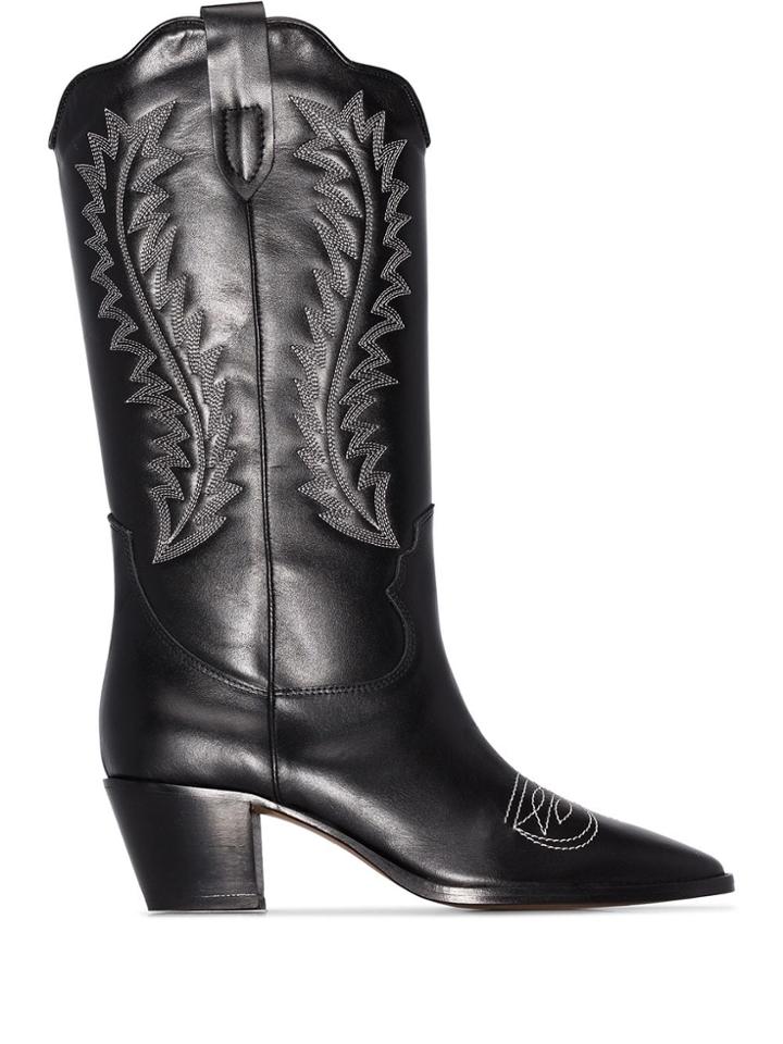 Paris Texas 55mm Embroidered Cowboy Boots - Black