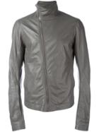 Rick Owens Mollino's Biker Jacket, Men's, Size: 52, Grey, Cupro/sheep Skin/shearling/cotton