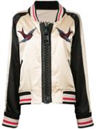 Maison Mihara Yasuhiro - Embroidered Bomber Jacket - Women - Cotton/rayon - One Size, Women's, Nude/neutrals, Cotton/rayon