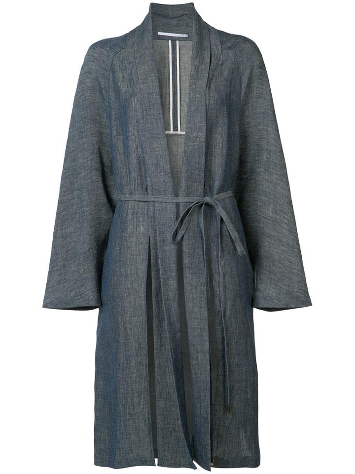 Rosetta Getty Belted Robe Coat, Women's, Size: 5, Blue, Cotton/cupro/linen/flax/nylon