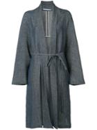 Rosetta Getty Belted Robe Coat, Women's, Size: 5, Blue, Cotton/cupro/linen/flax/nylon