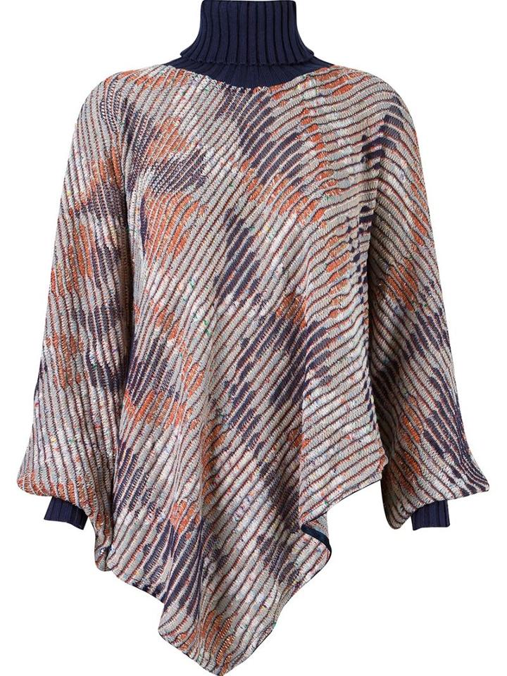 Cecilia Prado Asymmetric Tricot Poncho, Women's, Size: P, Blue, Acrylic/viscose