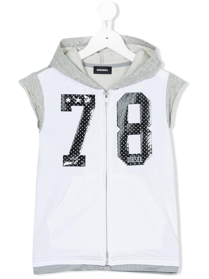 Diesel Kids - Sleeveless Hoodie - Kids - Cotton/polyester/spandex/elastane - 8 Yrs, Grey