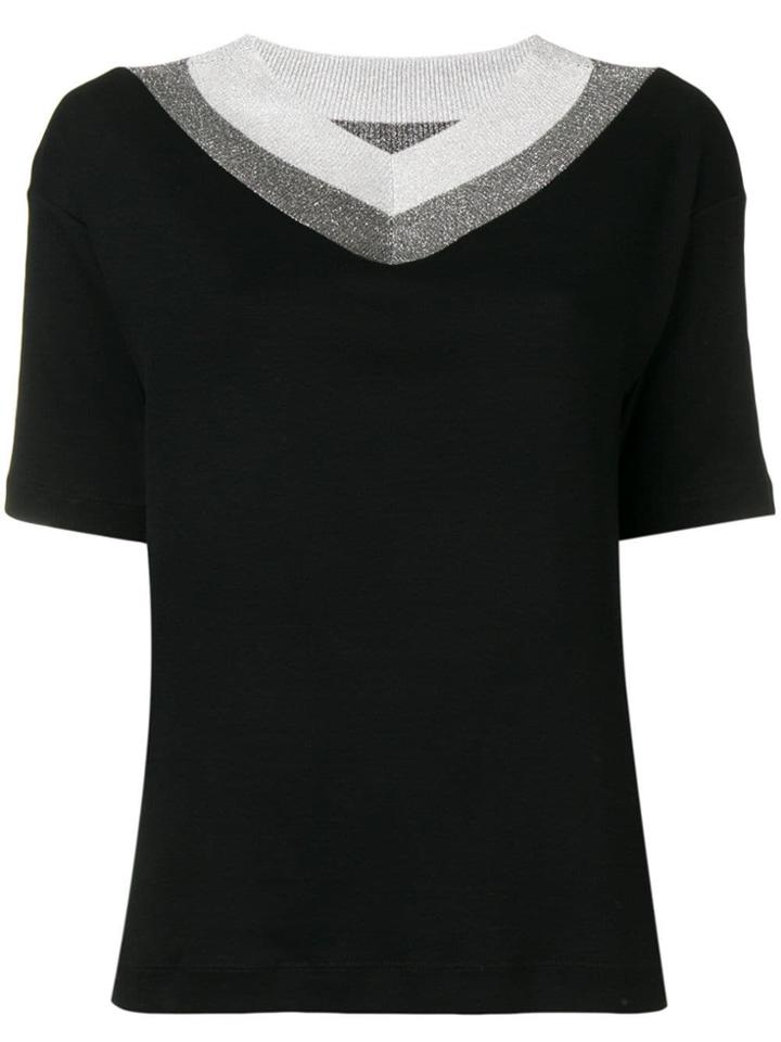 Fabiana Filippi Striped Neck T-shirt - Black