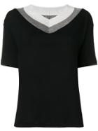 Fabiana Filippi Striped Neck T-shirt - Black
