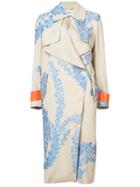 Fendi Contrast Embroidered Coat - Blue