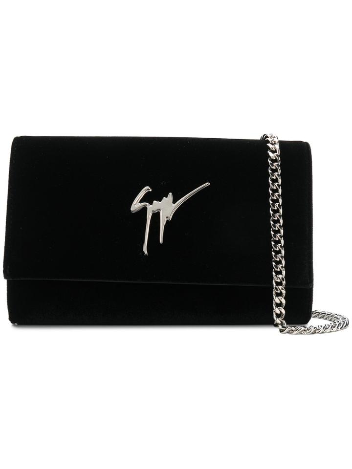 Giuseppe Zanotti Design Cleopatra Velvet Shoulder Bag - Black