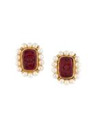 Chanel Vintage Cc Earrings - Red