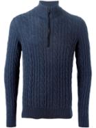 Loro Piana Cashmere Cable Knit Sweater, Men's, Size: 46, Blue, Goat Skin/cashmere