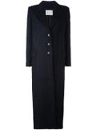 Pierre Balmain Single Breasted Long Coat, Women's, Size: 38, Black, Cotton/nylon/rayon/virgin Wool