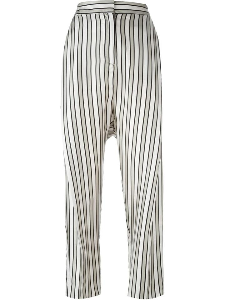 Alberto Biani - Striped Trousers - Women - Silk - 40, Grey, Silk
