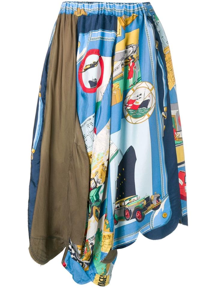 Comme Des Garçons Vintage Printed Midi Skirt - Black