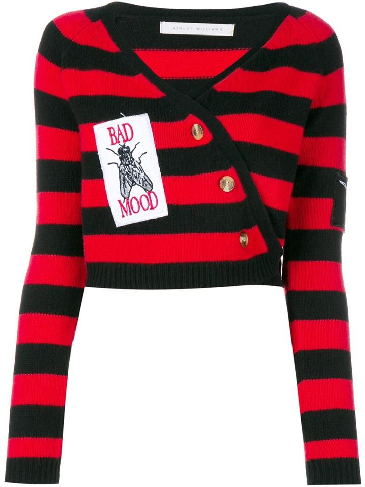 Ashley Williams Striped Bad Mood Wrap Sweater, Women's, Size: 8, Red, Cotton/cashmere/wool