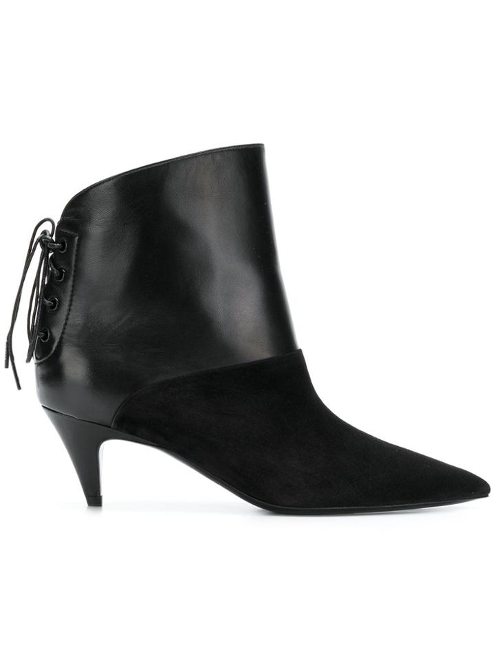 Saint Laurent Laced Back Ankle Boots - Black
