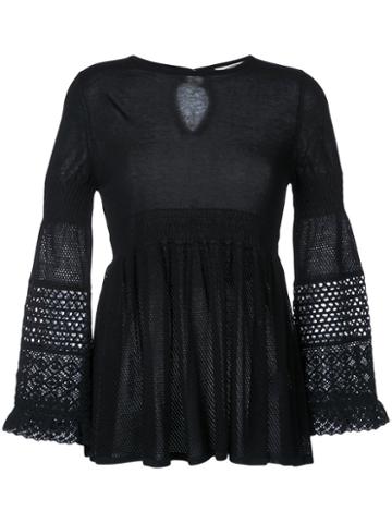 Torrazzo Donna - Bell Sleeve Jumper - Women - Cotton - One Size, Black, Cotton