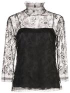 Adam Lippes Lace High Neck Top - Black