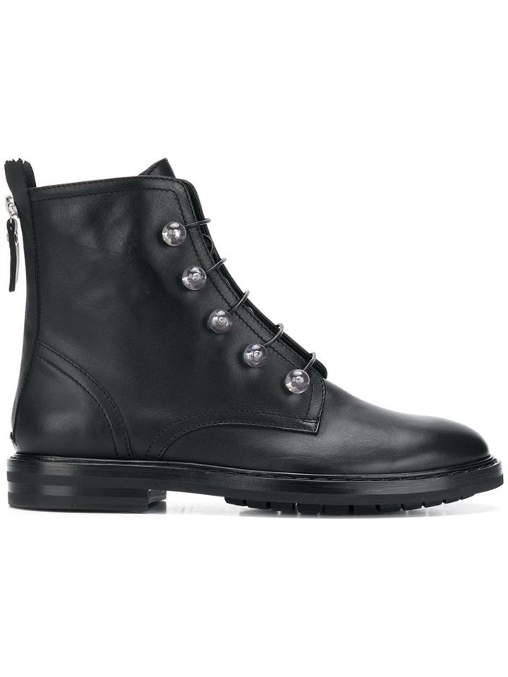 Agl Lace-up Embellished Boots - Black