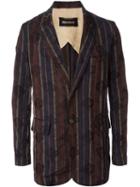Uma Wang Floral Jacquard Striped Blazer, Men's, Size: Medium, Brown, Viscose