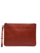 Moncler X Valextra Slogan-embossed Clutch - Brown