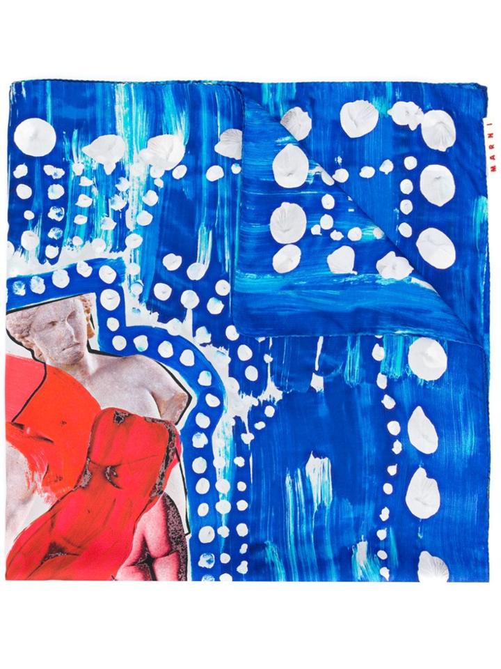 Marni Painted Collage Scarf - Blue