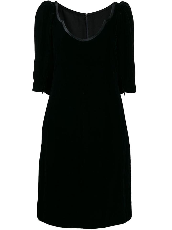 Yves Saint Laurent Pre-owned Velvet Effect Slim Dress - Black