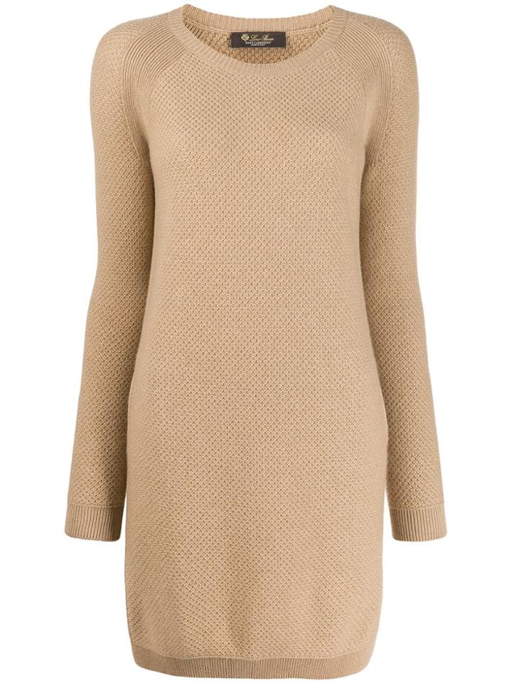 Loro Piana Cashmere Waffle-knit Dress - Neutrals