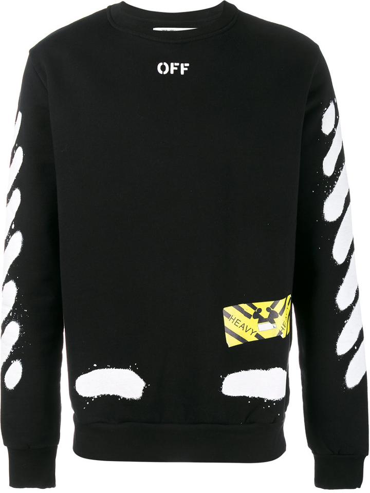 Off-white Diagonal Spray Print Sweatshirt, Men's, Size: Small, Black, Cotton