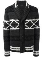 Fay Patterned Cardigan, Men's, Size: 50, Grey, Wool