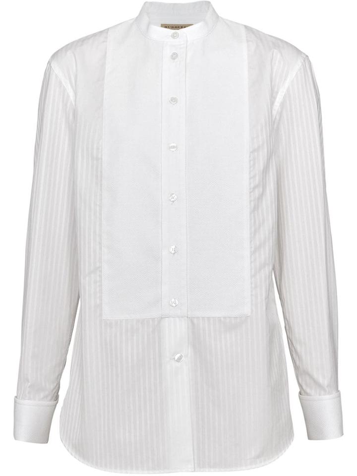 Burberry Slim Fit Panelled Bib Cotton Shirt - White