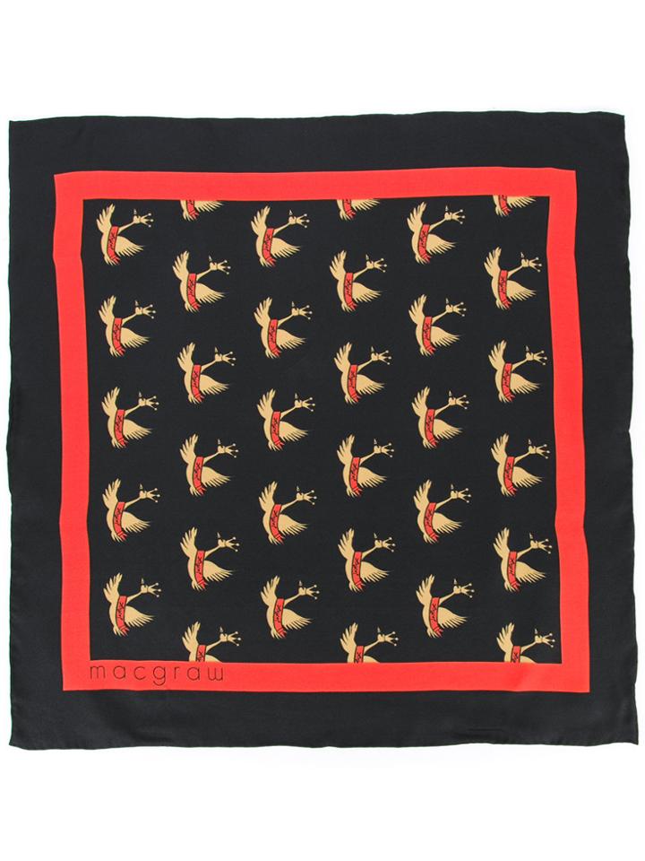 Macgraw Swan Print Necktie - Black