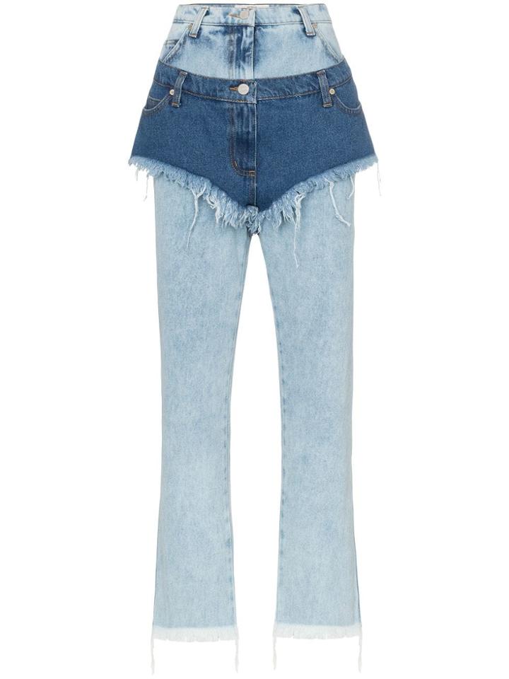 Natasha Zinko High Waist Layered Shorts Jeans - Blue